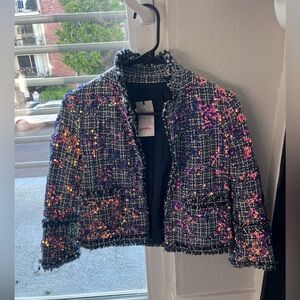 Chic Sequin-Embellished Tweed Jacket